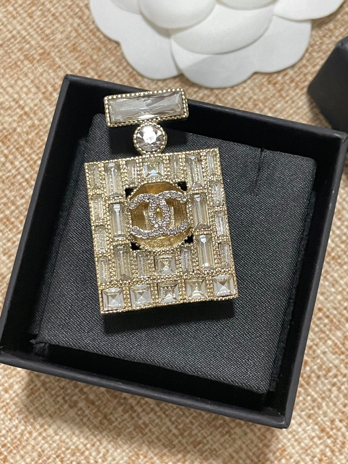 18K Chanel Perfume Bottle Crystals Brooch