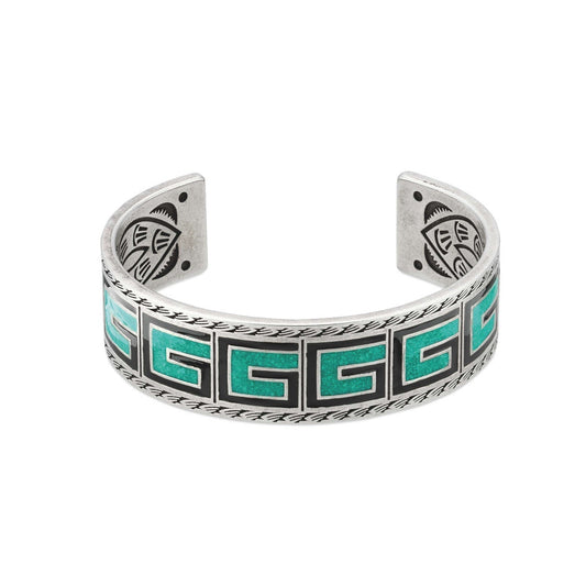 Double Gucci Cube Green Wide Bracelet