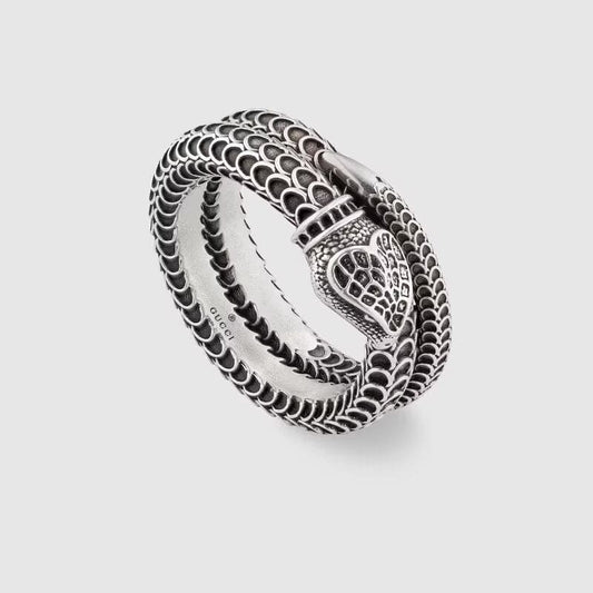 Double Gucci Garden Silver Snake Ring